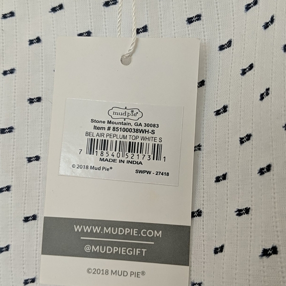 NWT MUDPIE Belair Peplum Top - Picture 3 of 6